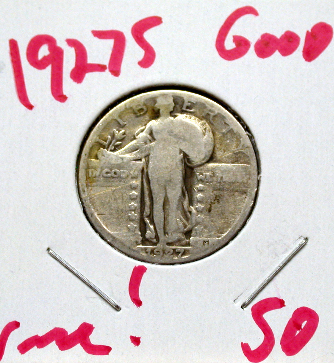 1927 S Standing Liberty Quarter in Good - Click Image to Close